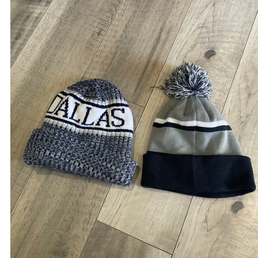 Dallas Cowboys Knit Beanie Hat Bundle Marled Blue Gray Navy‎ 2 Pack. Unbranded